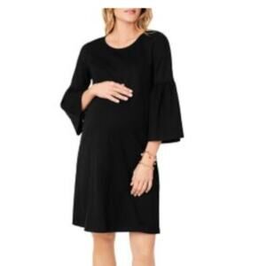 Ingrid & Isabel Black Maternity Dress with Bell Sleeves Size XS